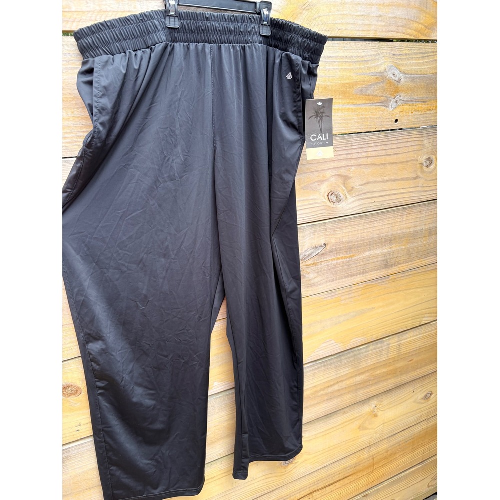 Cali Sport+ Mens Activewear Pants Black Elastic Waist Relaxed Fit Straight Leg